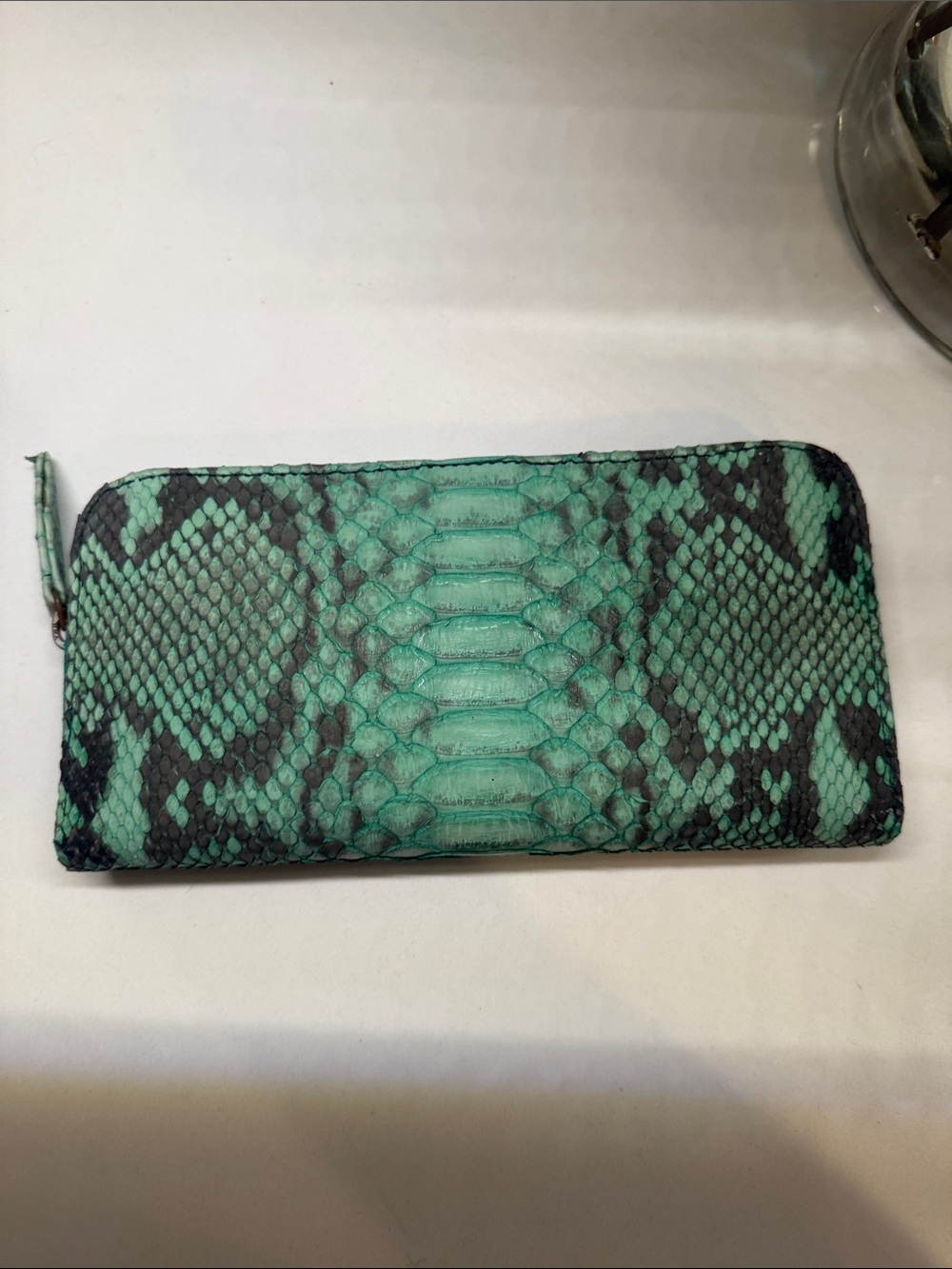 Green Python Skin Zip Wallet - Picture 3 of 7